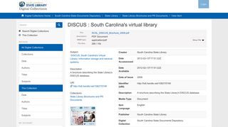 
                            2. DISCUS : South Carolina's virtual library