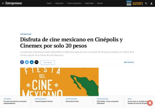 
                            12. Disfruta de cine mexicano en Cinépolis y Cinemex por solo 20 pesos