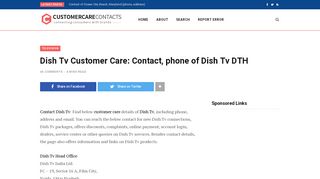 
                            4. Dish Tv Customer Care: Contact, phone of Dish Tv DTH | ...