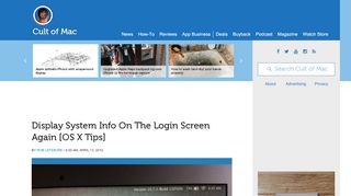 
                            8. Display System Info On The Login Screen Again [OS X Tips] | Cult of Mac