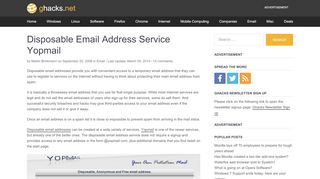 
                            12. Disposable Email Address Service Yopmail - gHacks Tech News