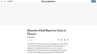 
                            13. Dissenters Find Fault With Report on Financial Crisis - The New York ...