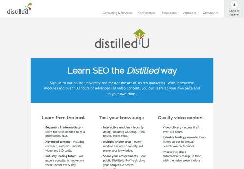 
                            12. DistilledU - Online SEO university from Distilled