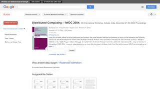 
                            9. Distributed Computing -- IWDC 2004: 6th International Workshop, ...