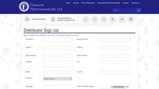 
                            5. Distributor Sign Up - Finecure Pharmaceuticals