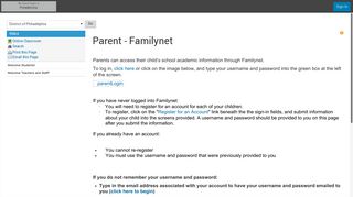 
                            5. District of Philadelphia : Parent - Familynet - Schoolnet