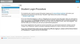 
                            2. District of Philadelphia : Student Login Procedure - Schoolnet
