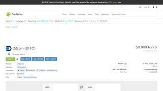 
                            3. Ditcoin (DIT) price, chart, and fundamentals info | CoinGecko
