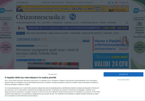 
                            12. Diventare insegnanti: quali sono i titoli di accesso validi. Scheda Miur