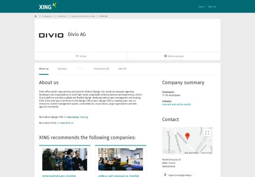 
                            8. Divio AG als Arbeitgeber | XING Unternehmen
