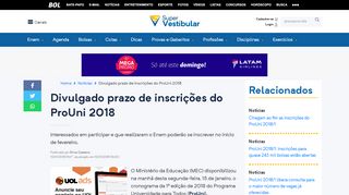 
                            13. Divulgado prazo de inscrições do ProUni 2018 - Super Vestibular