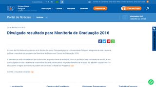 
                            12. Divulgado resultado para Monitoria de Graduação 2016 – UnP