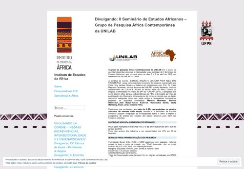 
                            12. Divulgando: II Seminário de Estudos Africanos – Grupo de Pesquisa ...