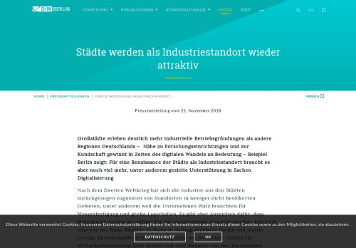 
                            5. DIW Berlin: Städte werden als Industriestandort wieder attraktiv