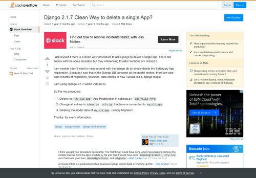 
                            3. Django 2.1.7 Clean Way to delete a single App? - Stack Overflow