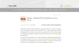 
                            8. Django - Adding CAPTCHA validation to your forms | Tryolabs Blog