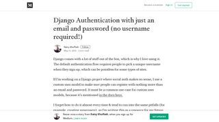 
                            3. Django Authentication with just an email and password (no username ...