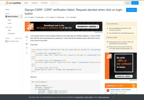
                            11. Django-CSRF: CSRF verification failed. Request aborted when click ...