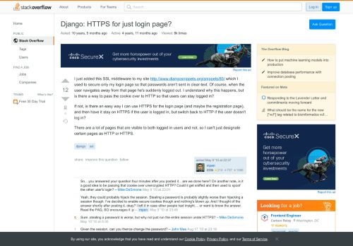 
                            1. Django: HTTPS for just login page? - Stack Overflow