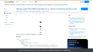 
                            3. Django Login Form Returning false on is_valid() if username already ...