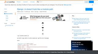 
                            1. Django: m doesn't look like a module path - Stack Overflow
