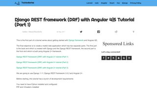 
                            13. Django REST framework (DRF) with Angular 4|5 Tutorial (Part 1 ...