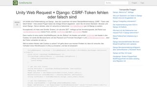 
                            9. django - Unity Web Request + Django: CSRF-Token fehlen oder ...