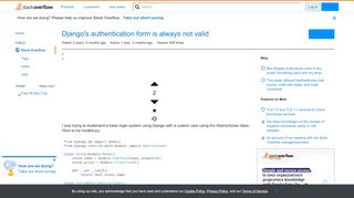 
                            2. Django's authentication form is always not valid - Stack Overflow