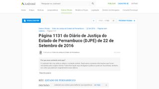 
                            8. DJPE 22/09/2016 - Pg. 1131 | Diário de Justiça do Estado de ...