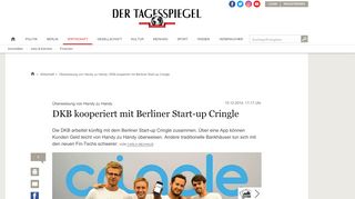 
                            12. DKB kooperiert mit Berliner Start-up Cringle - Tagesspiegel