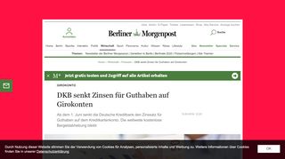
                            12. DKB senkt Zinsen für Guthaben auf Girokonten - Finanzen - Berliner ...