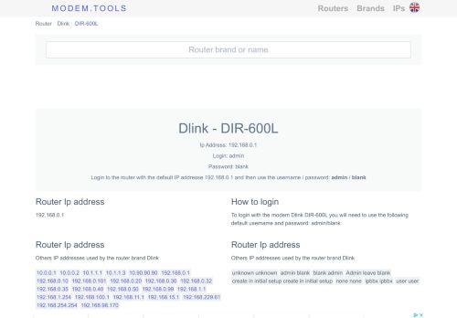 
                            10. Dlink DIR-600L Default Router Login and Password - Modem.Tools