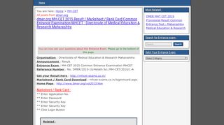 
                            5. dmer.org MH-CET 2015 Result / Marksheet / Rank Card Common ...