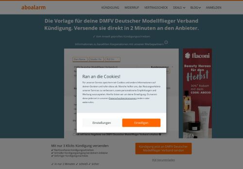 
                            8. DMFV Deutscher Modellflieger Verband online kündigen - Aboalarm