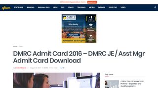 
                            6. DMRC Admit Card 2016 – DMRC JE / Asst Mgr Admit Card Download ...