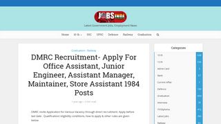 
                            9. DMRC Recruitment- Apply For Office Assistant, Junior Engineer ...