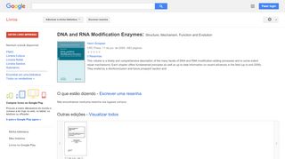 
                            12. DNA and RNA Modification Enzymes: Structure, Mechanism, Function ... - Resultado da Pesquisa de livros Google