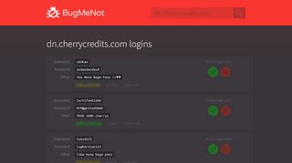 
                            13. dn.cherrycredits.com passwords - BugMeNot