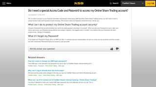 
                            7. Do I need a special Access Code and Password to ... - ASB Bank