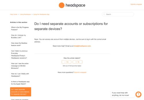 
                            1. Do I need separate accounts or subscriptions for ... - Headspace