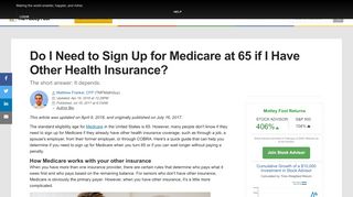 
                            7. Do I Need to Sign Up for Medicare at 65 if I Have Other Health ...