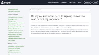 
                            6. Do my collaborators need to signup in order to work on ... - Overleaf