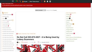 
                            13. Do Not Call 503-975-3837 - it is Being Used by Lottery Scammers