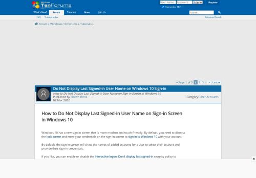
                            5. Do Not Display Last Signed-in User Name on Windows 10 Sign-in ...