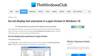 
                            6. Do not display last username in Logon Screen in Windows 10/8/7