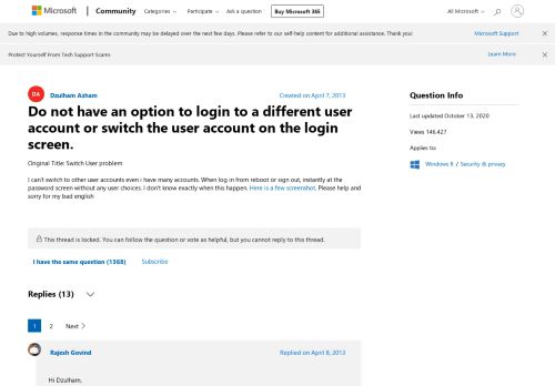 
                            13. Do not have an option to login to a different user account or ...