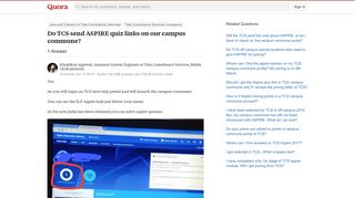 
                            3. Do TCS send ASPIRE quiz links on our campus commune? - Quora