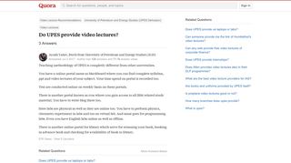 
                            11. Do UPES provide video lectures? - Quora