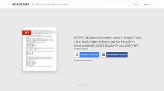 
                            12. DO WU ALLTransfer(western union) - Dumps Track 1 & 2- Bank Login ...