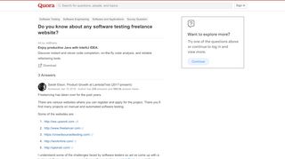 
                            13. Do you know about any software testing freelance website? - Quora